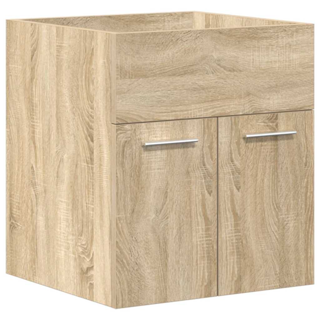 Bathroom Sink Cabinet with Built-in Basin and Faucet Sonoma Oak